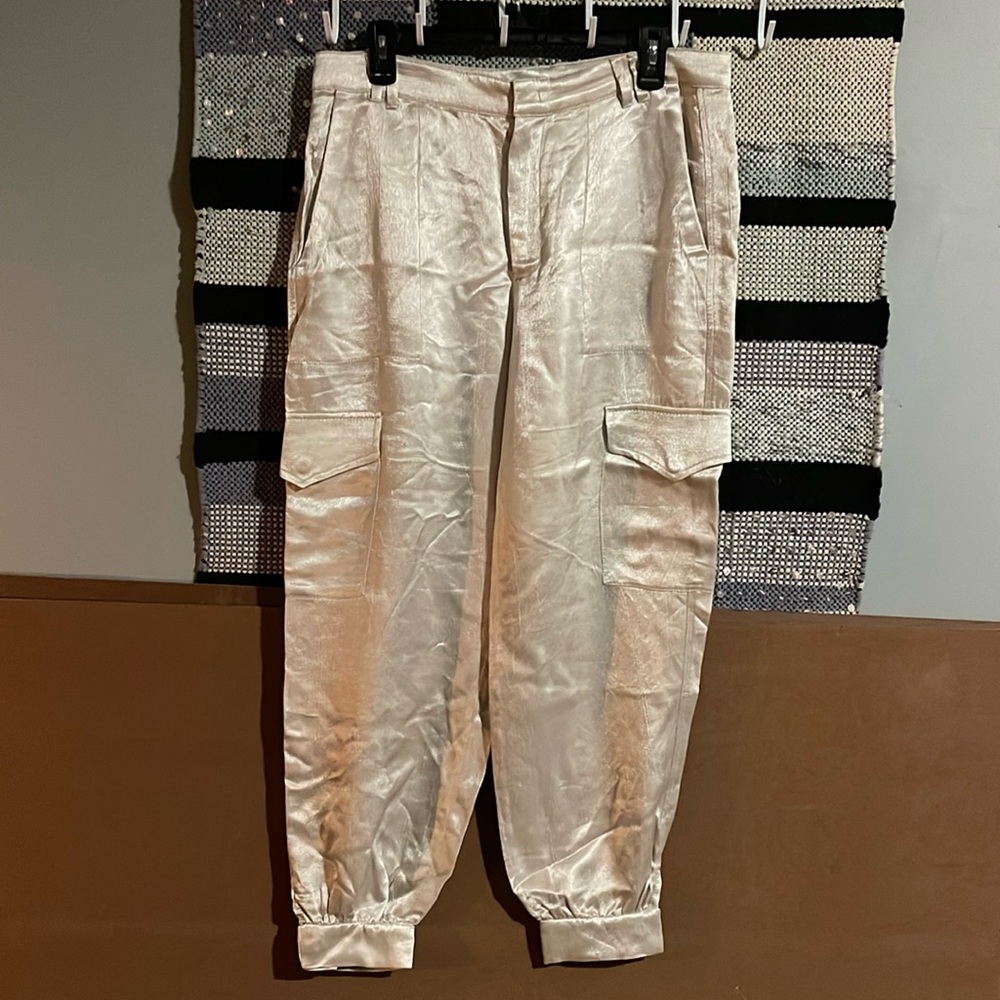Zara satin cargo joggers